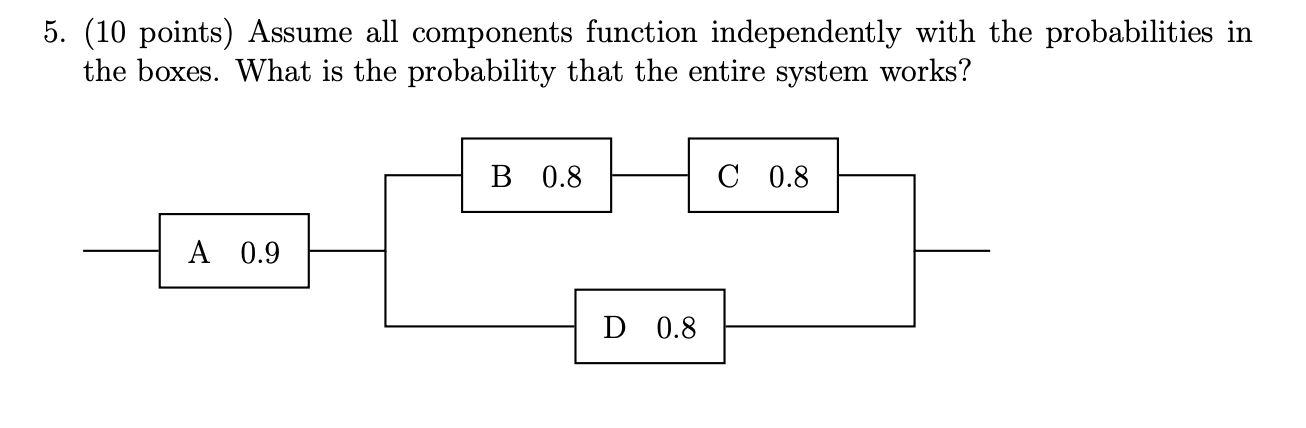 5. (10 points) Assume all components function