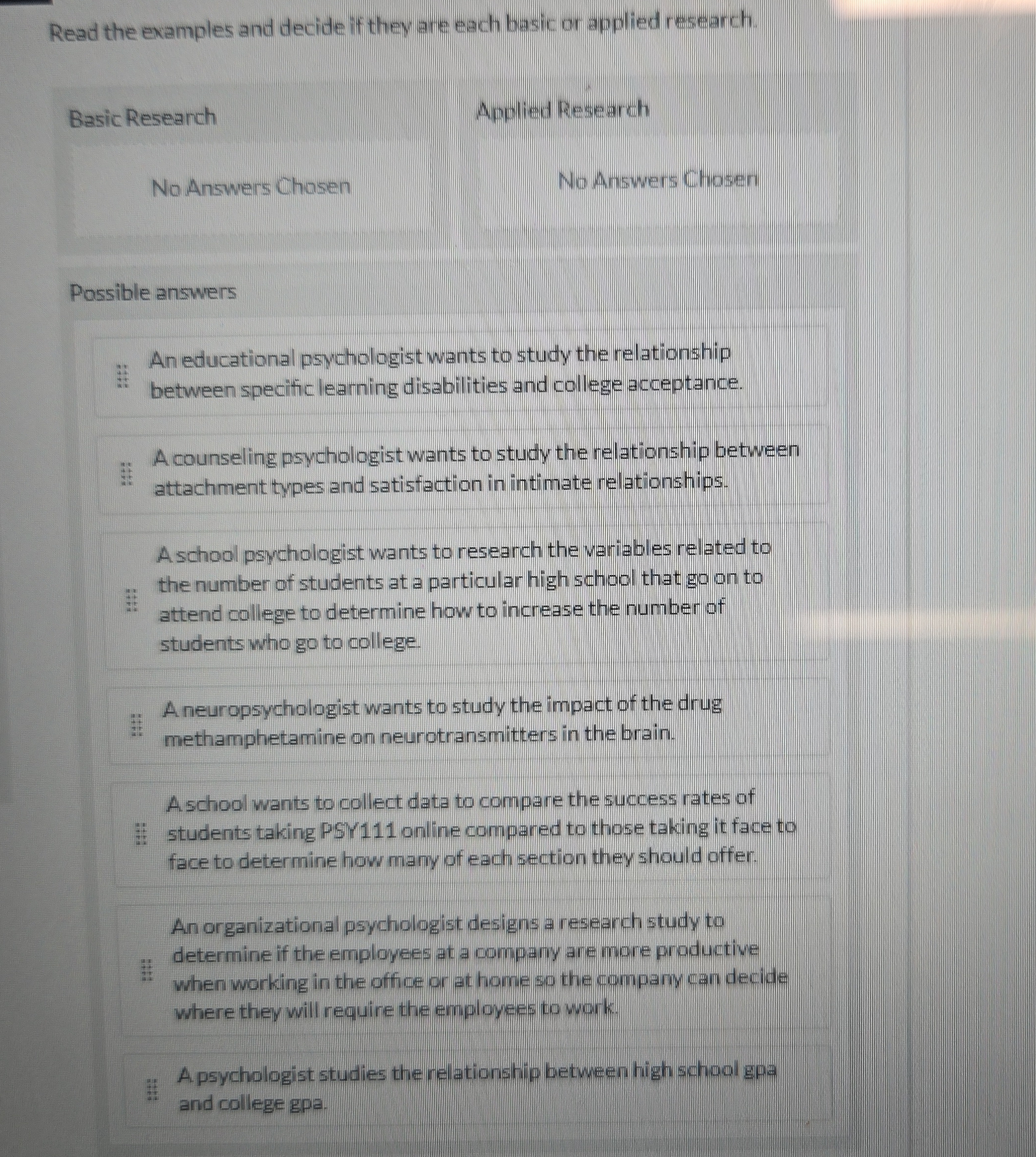 Read the examples and decide or applied researl