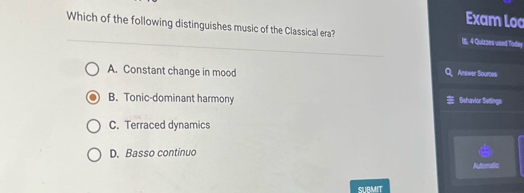 Exam Log Which of the following distinguishes