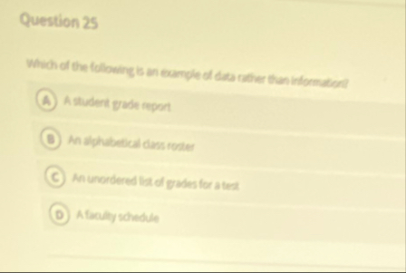 Question 2 5 Which of the following is an example