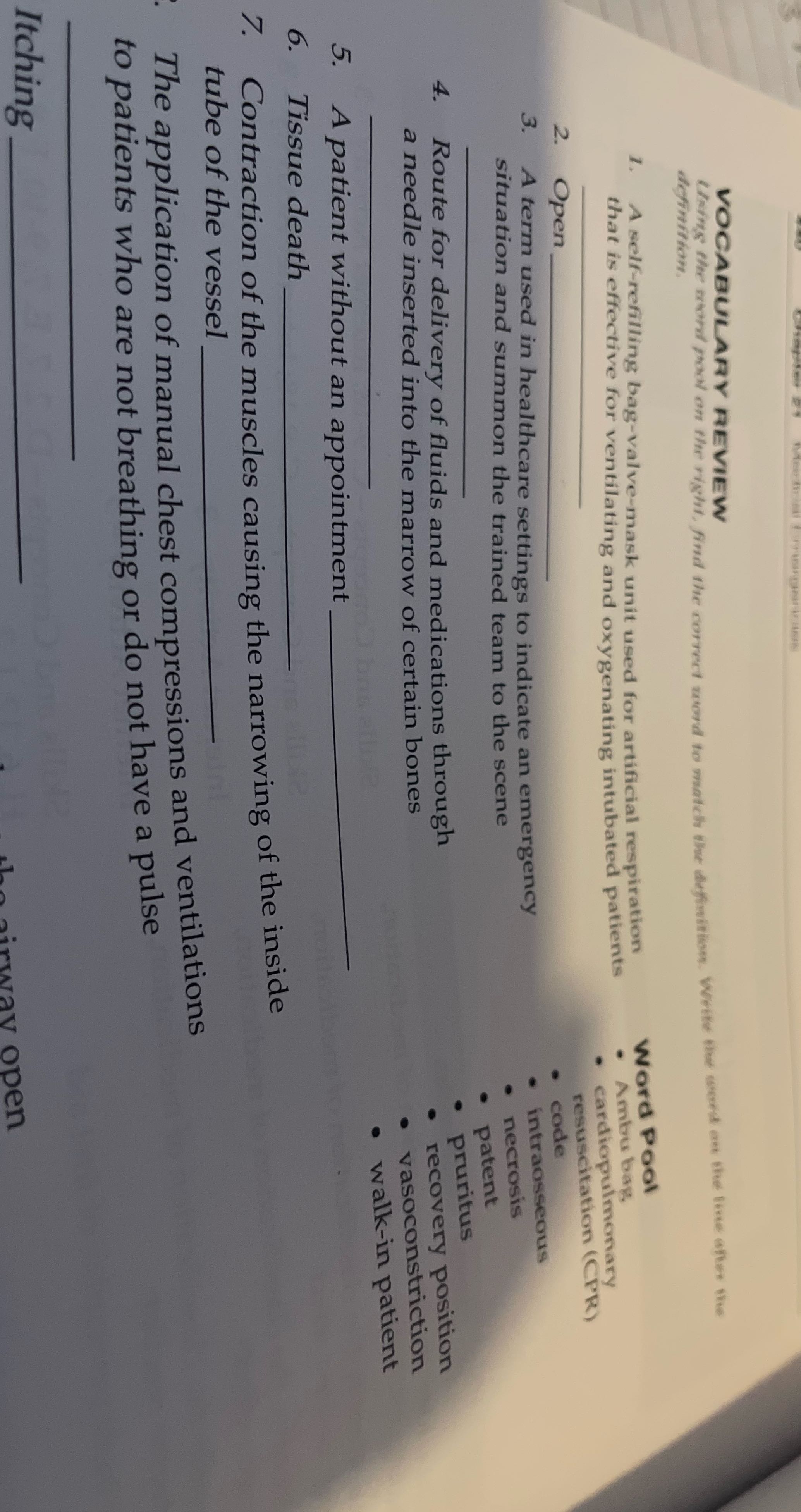 VOCABULARY REVIEW definition. Using the word pool