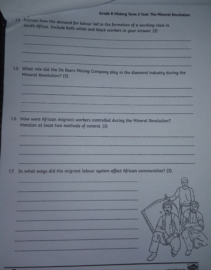 In shot sentences Grade 8 History Term 2 Test: