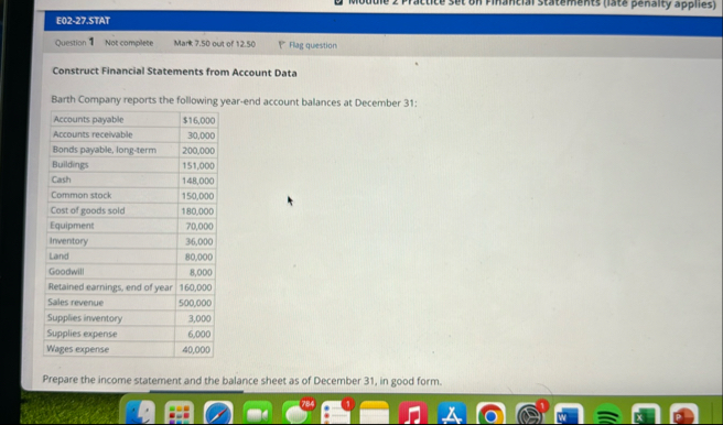 E 0 2 - 2 7 . STAT Question 1 Not complete Mark 7