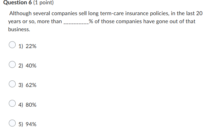 Question 6 (1 point) Although several companies