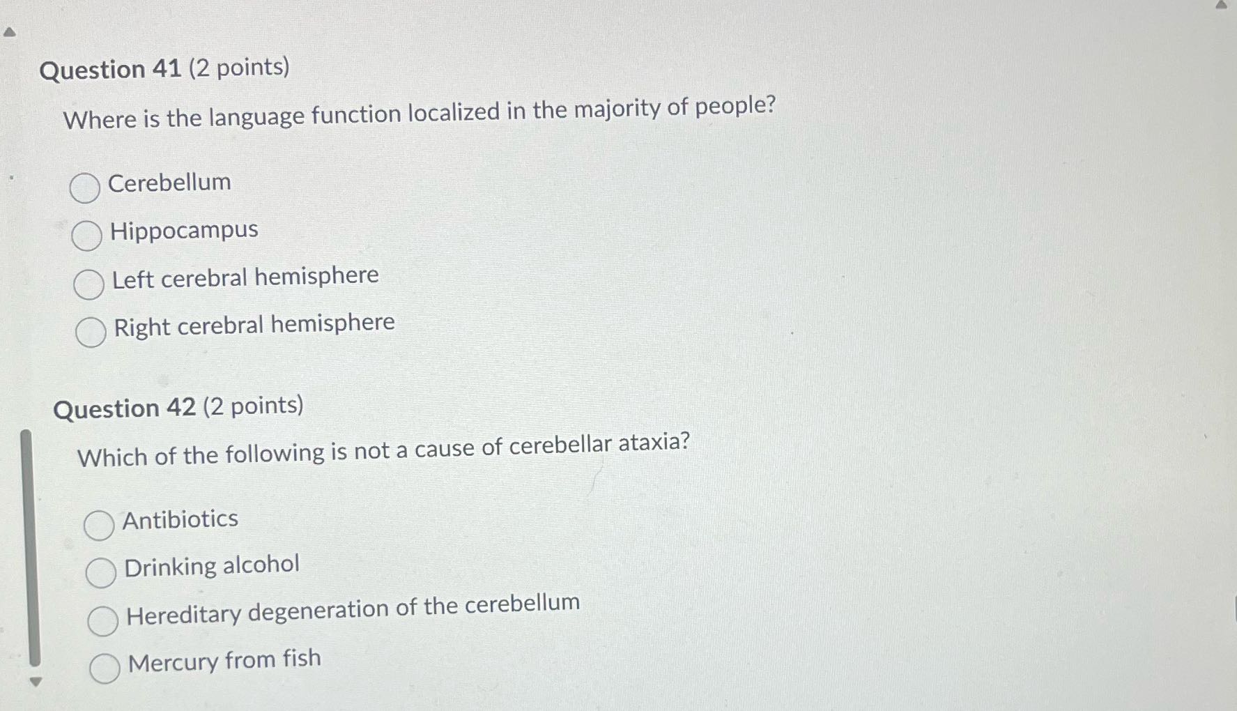 Question 41 (2 points) Where is the language