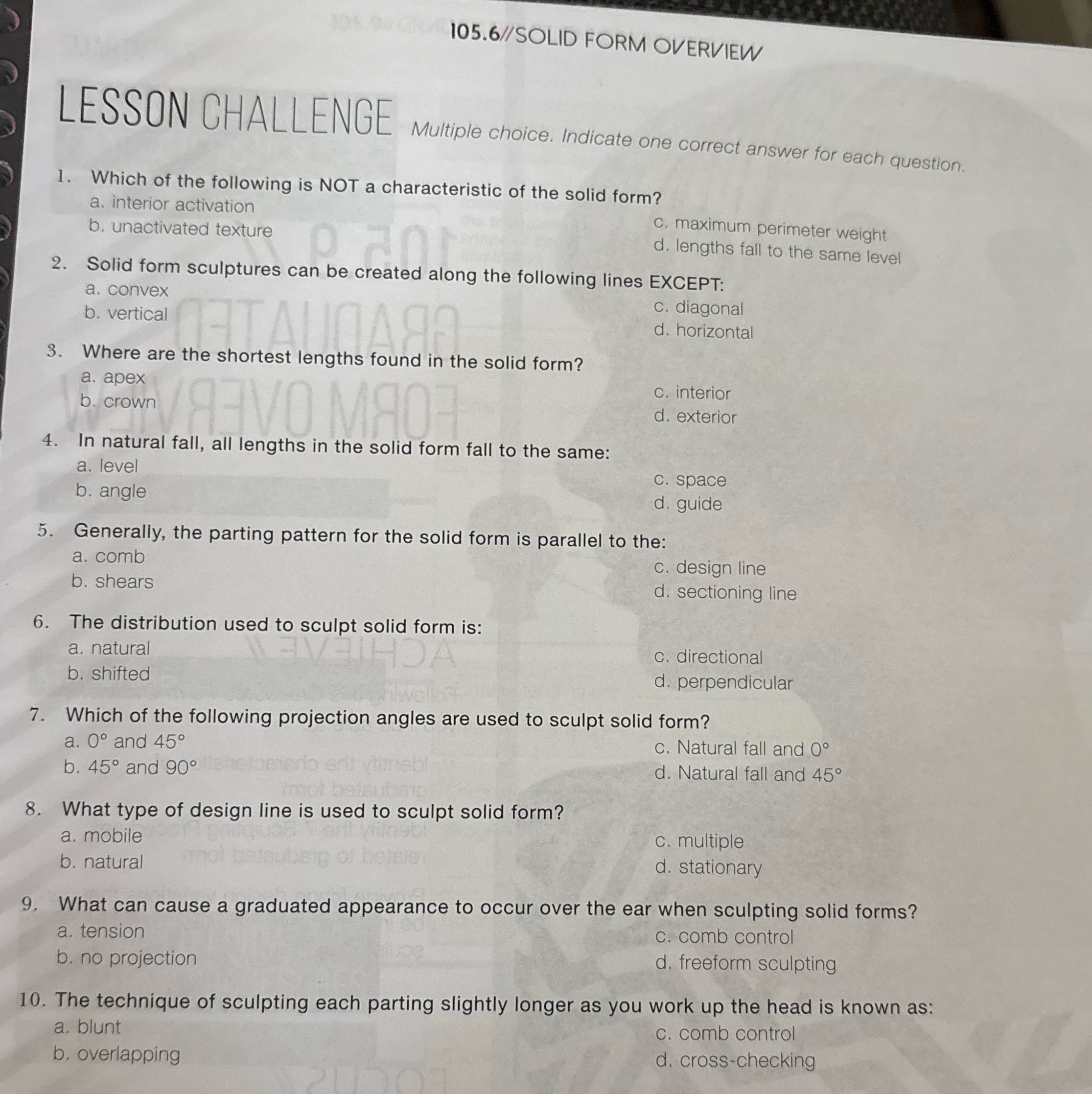 105.6//SOLID FORM OVERVIEW LESSON CHALLENGE