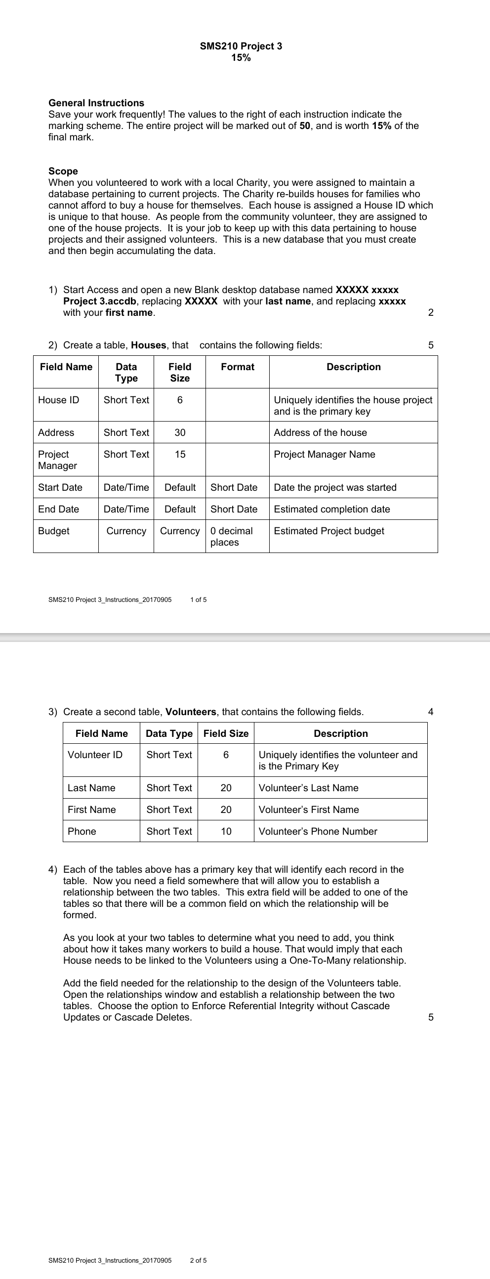 SMS210 Project 3 15% General Instructions Save
