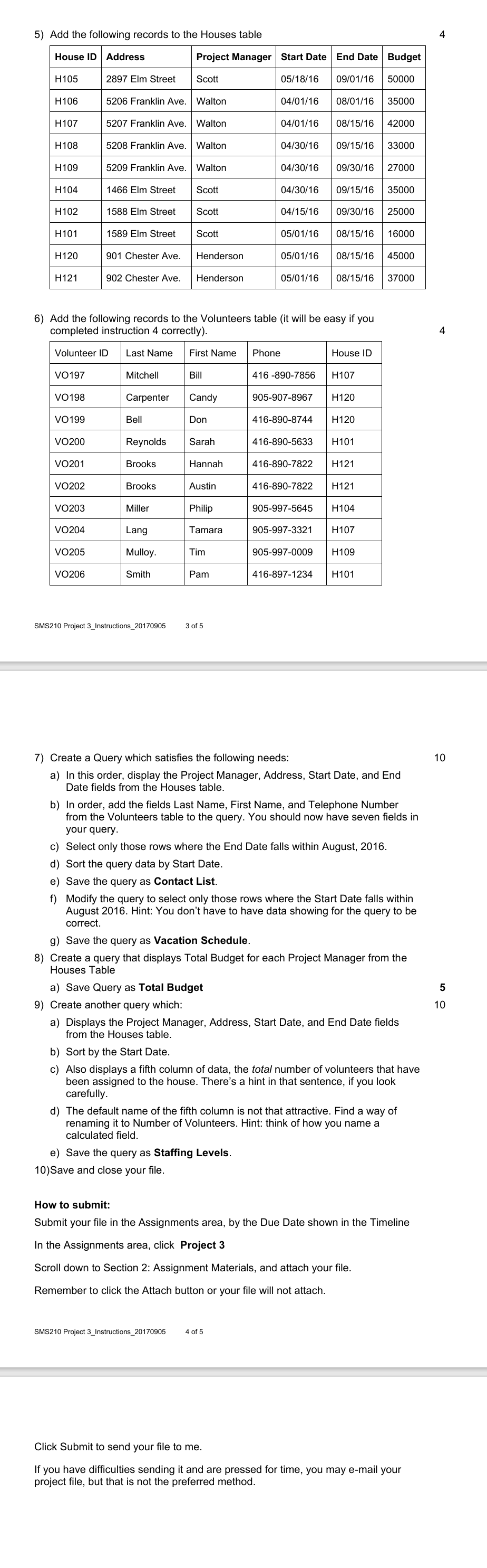 SMS210 Project 3 15% General Instructions Save