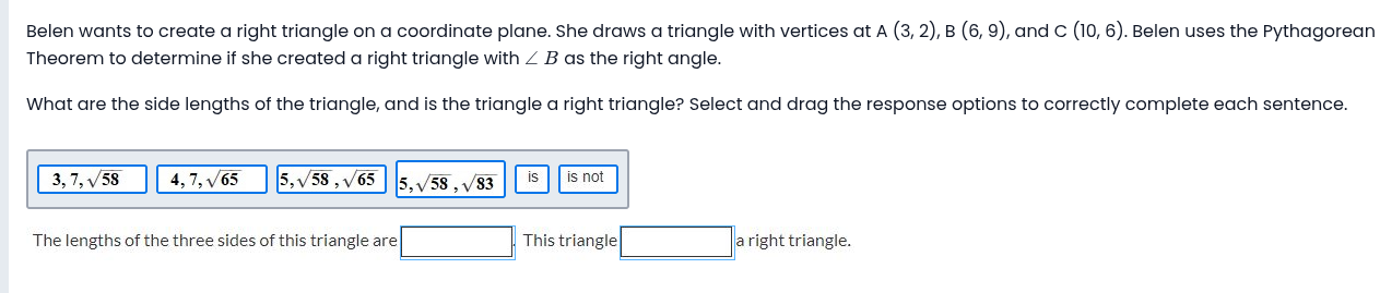 answer Belen wants to create a right triangle on