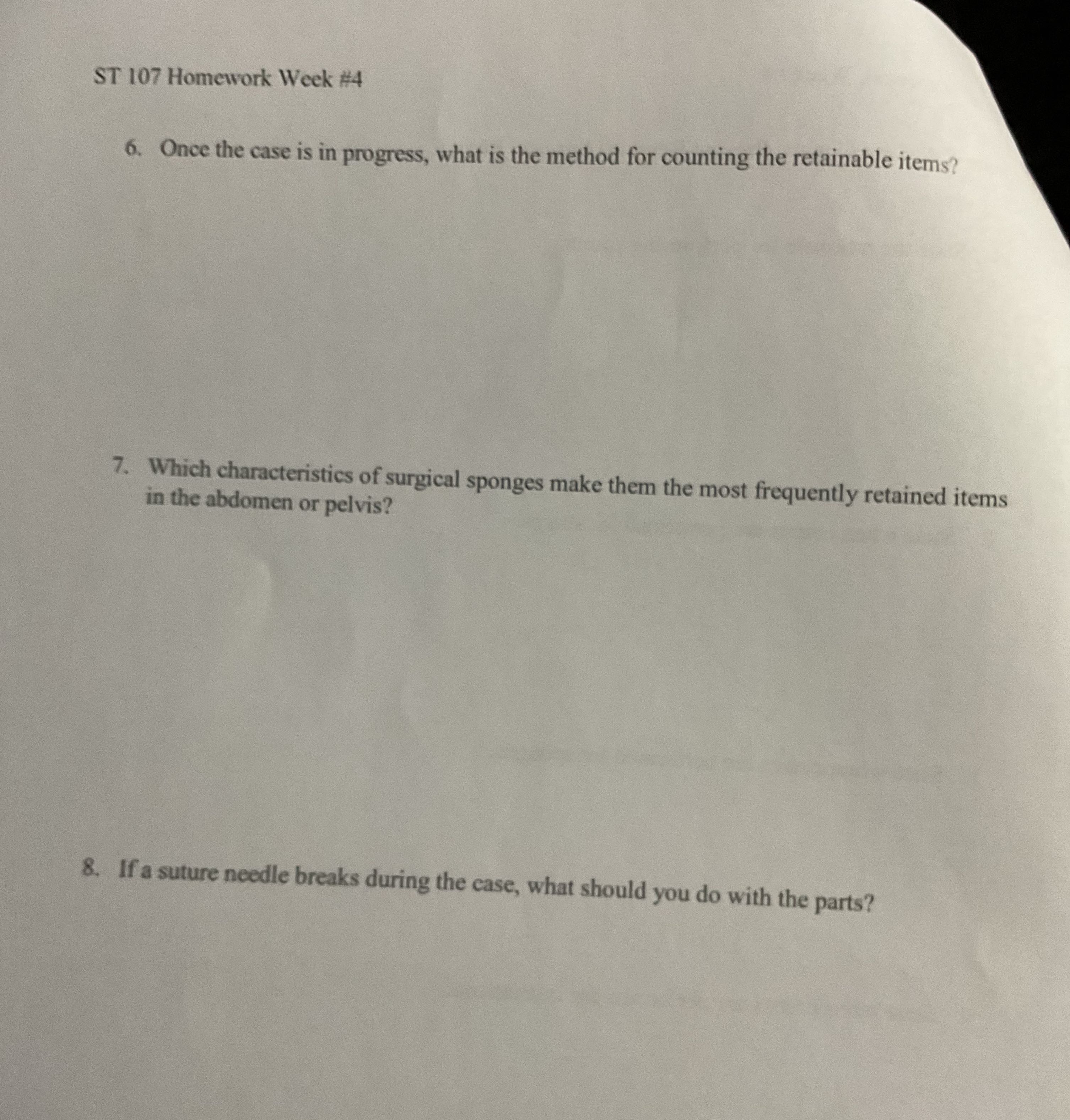 ST 107 Homework Week #4 6. Once the case is in
