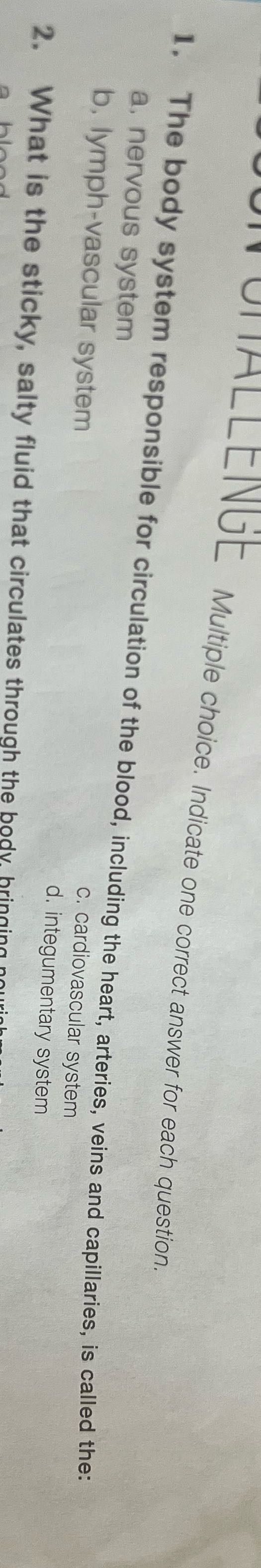 JITALLENUE Multiple choice. Indicate one correct