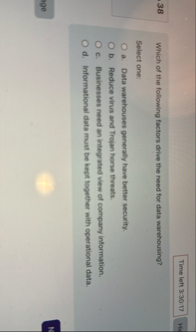 Time left 3 : 3 0 : 1 7 3 8 Which of the