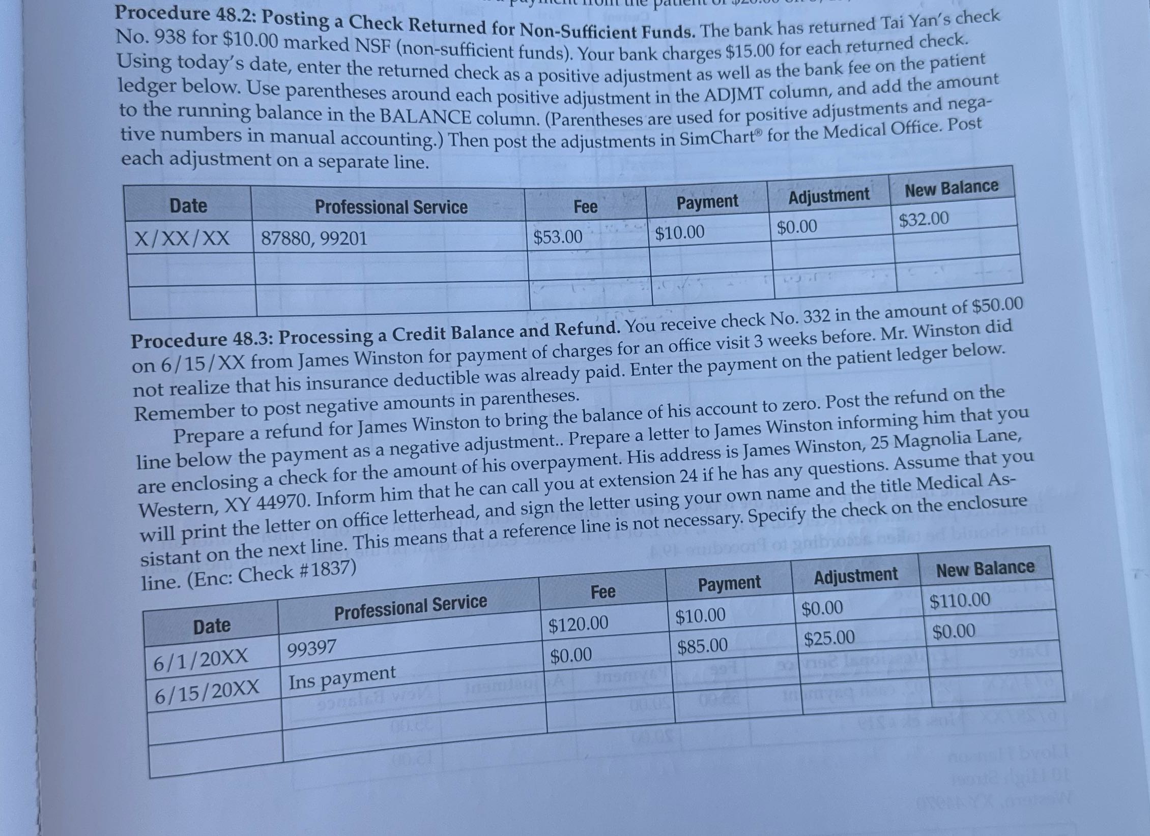 Procedure 48.2: Posting a Check Returned for