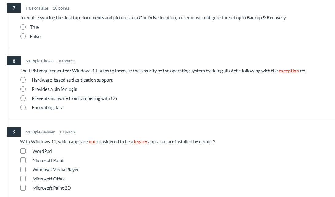 correct answer True or False = =10 points To