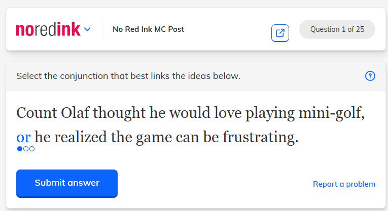 correct answer noredink No Red Ink MC Post