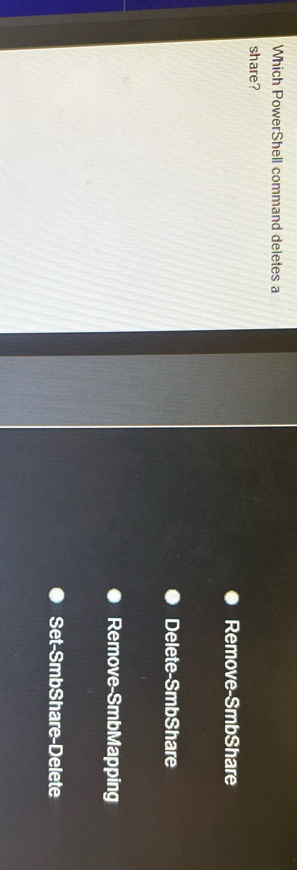 Which PowerShell command deletes a share?