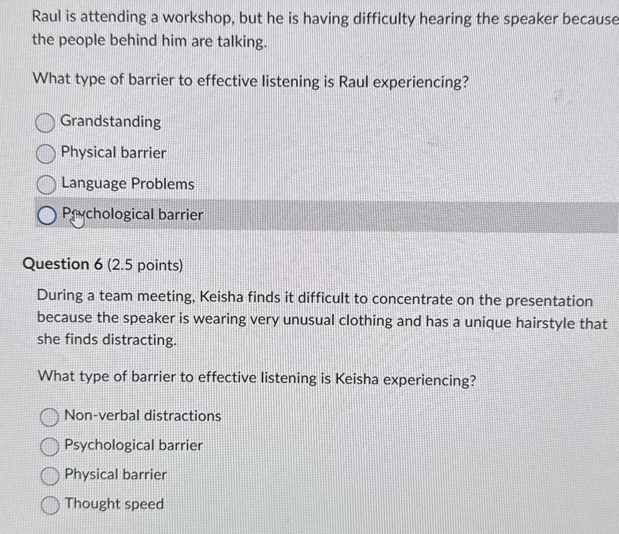 Raul is attending a workshop, but he is having