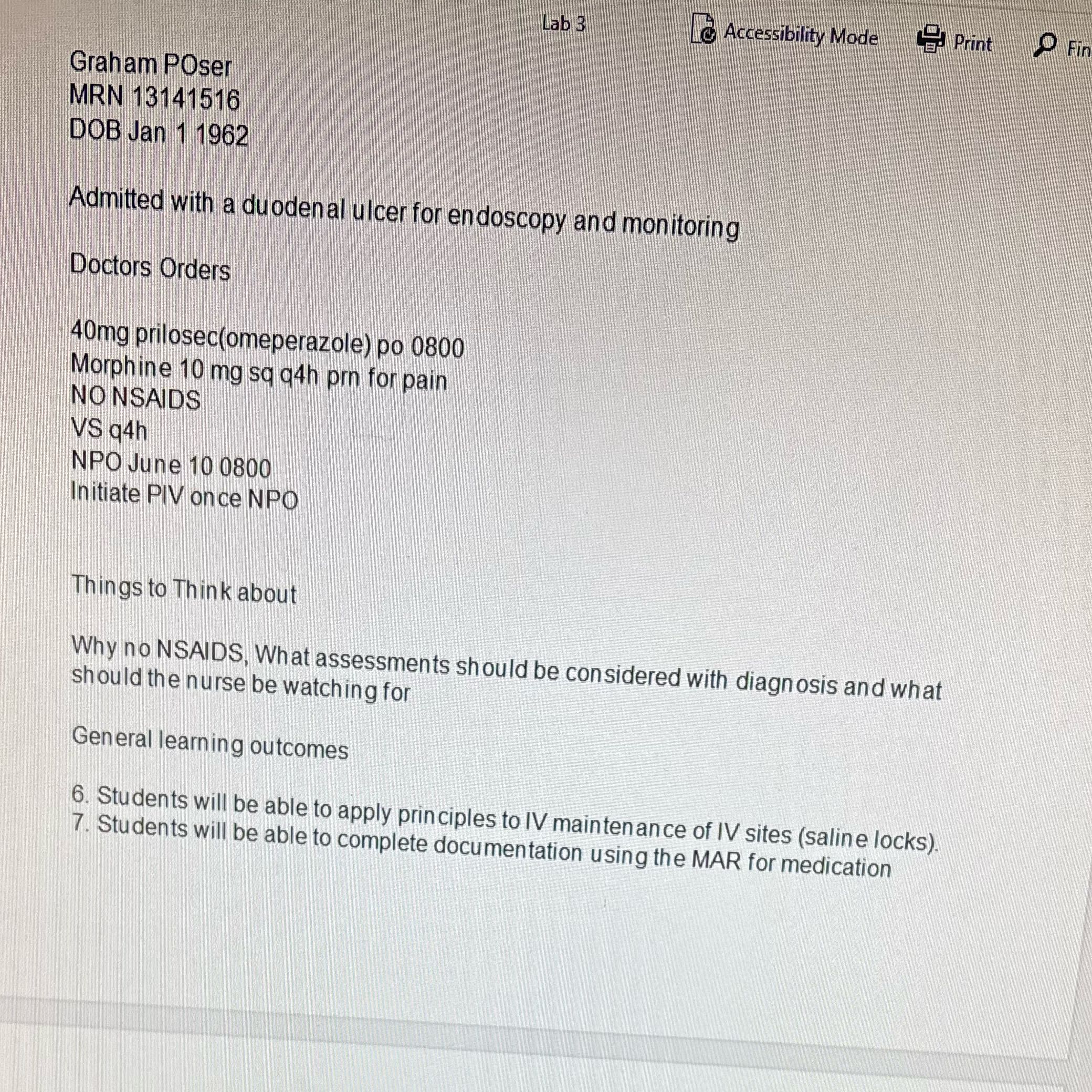 Answer the question Lab 3 @Accessibility Mode