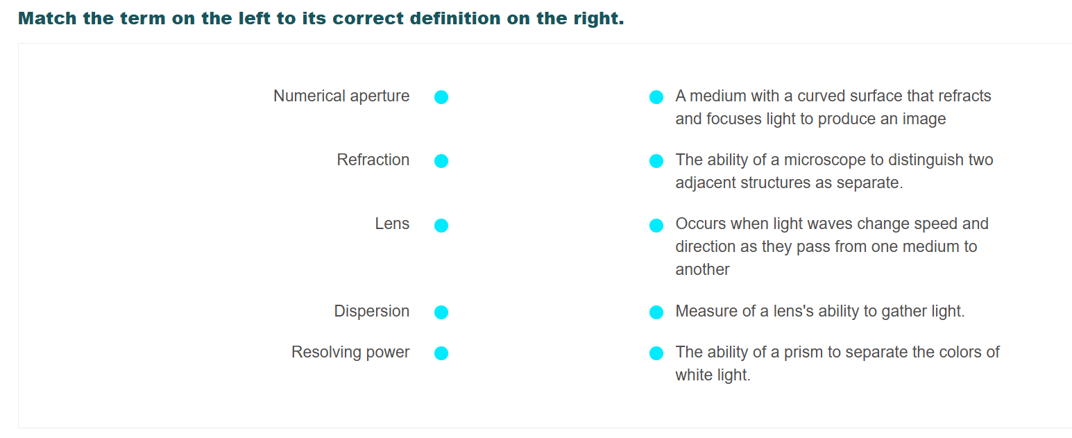 match Match the term on the left to its correct