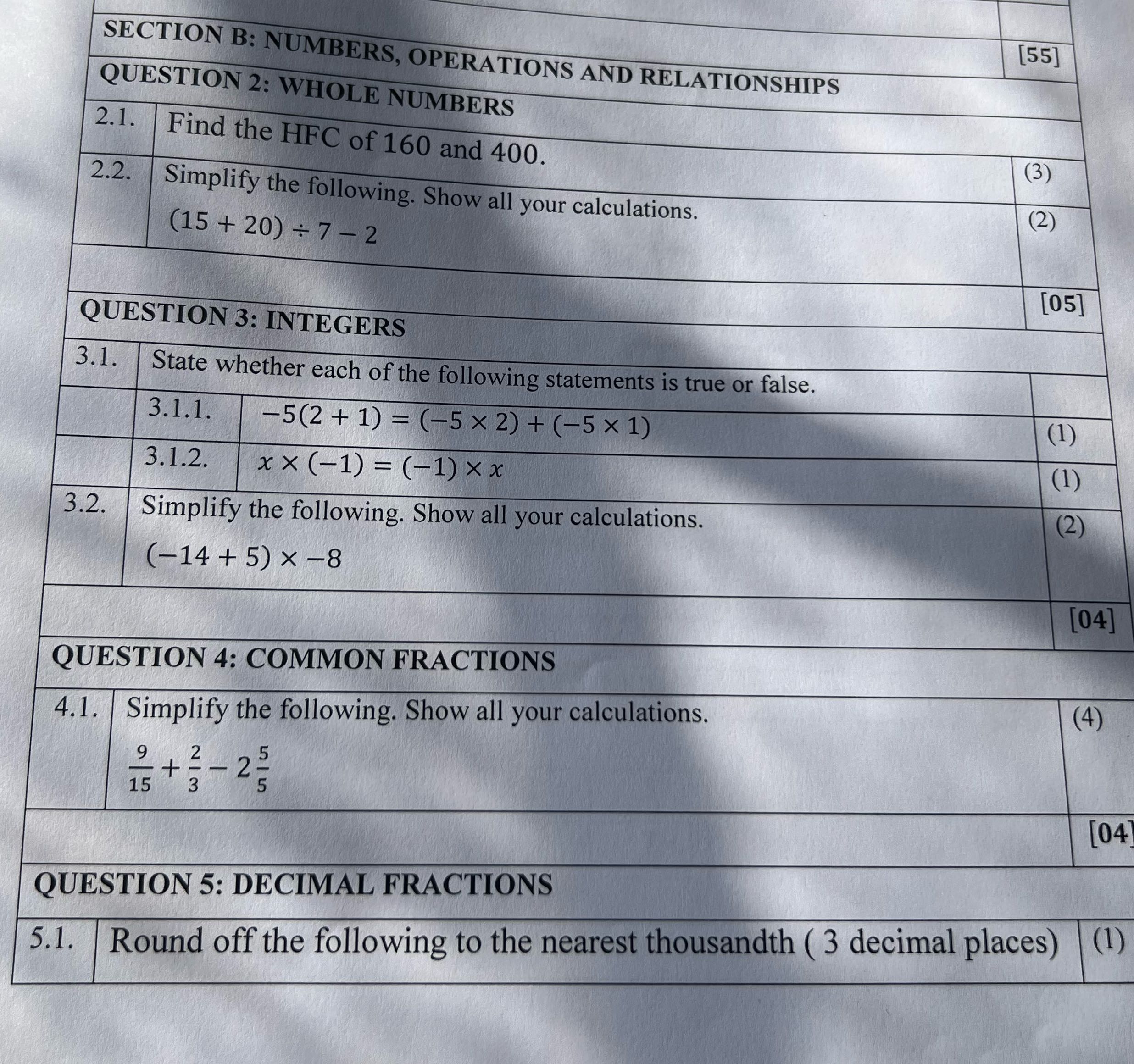 [55] SECTION B: NUMBERS, OPERATIONS AND