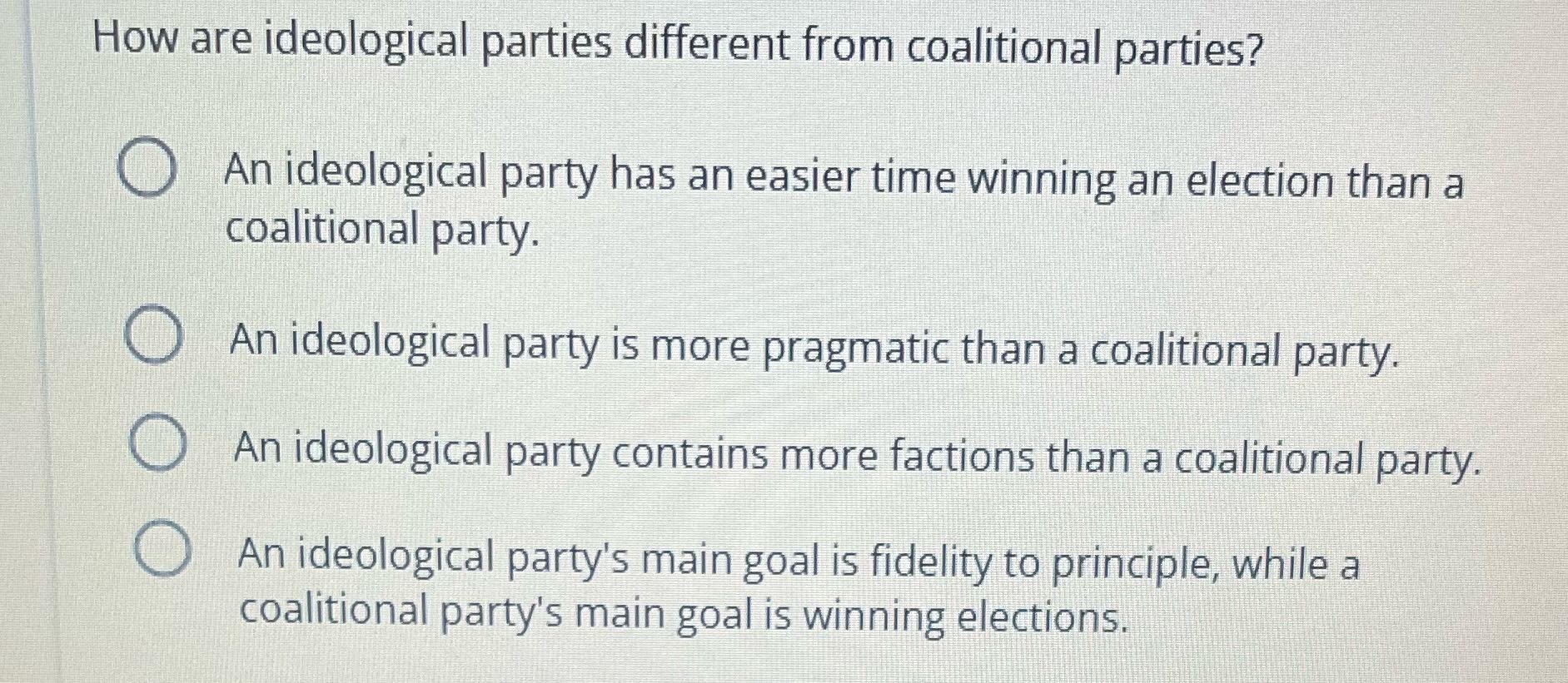 How are ideological parties different from