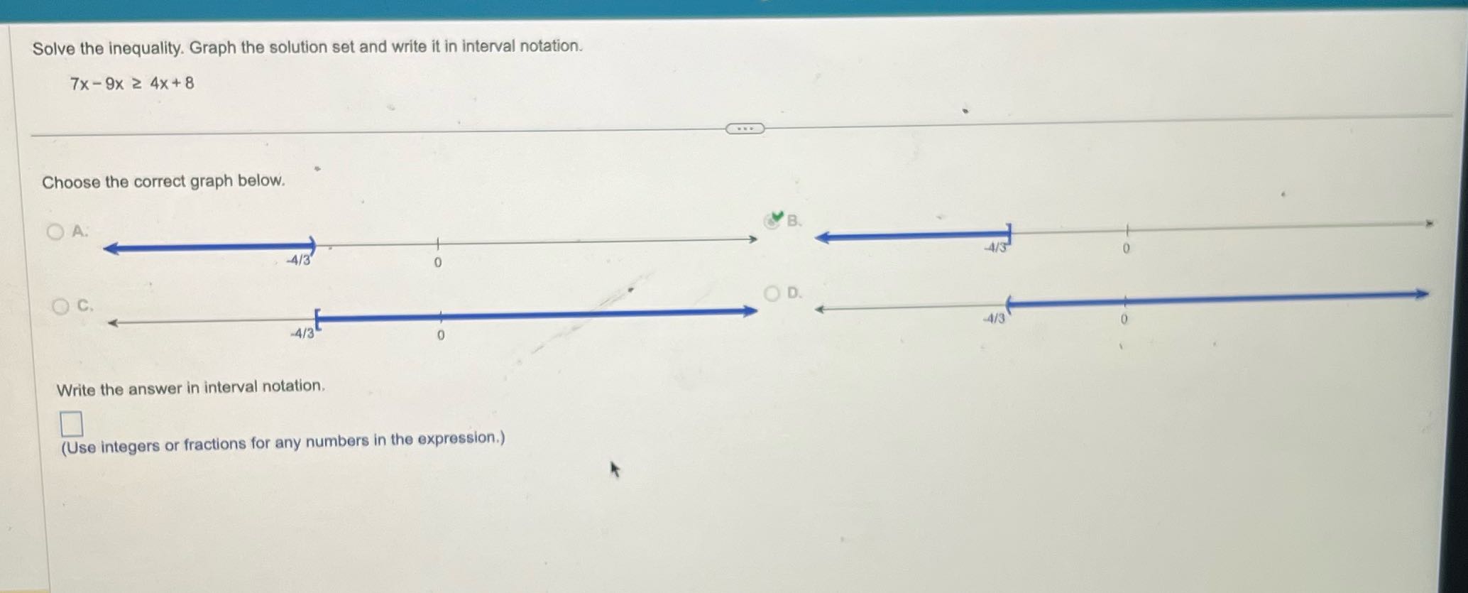 Solve the inequality. Graph the solution set and