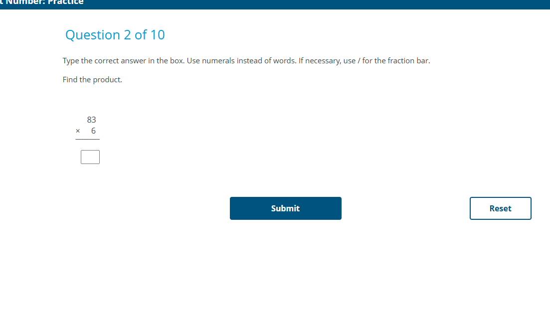 answer Question 2 of 10 Type the correct answer