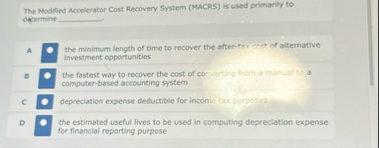 The Modified Accelerator Cost Recovery System (