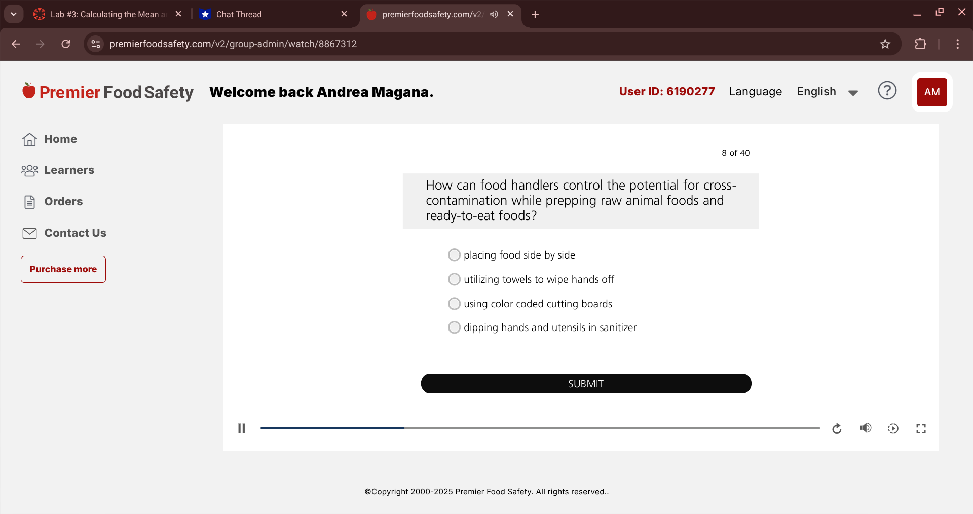 answer Lab #3: Calculating the Mean a X * Chat