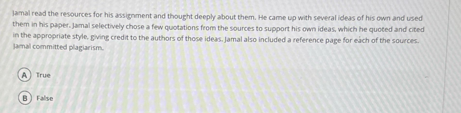 H Jamal read the resources for his assignment and