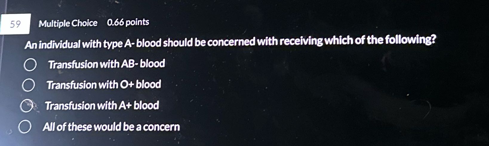 59 Multiple Choice 0.66 points An individual with
