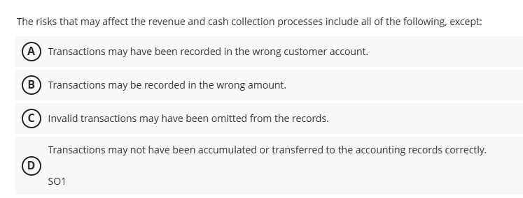 The risks that may affect the revenue and cash
