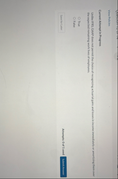 Question View Policies Current Attempt in