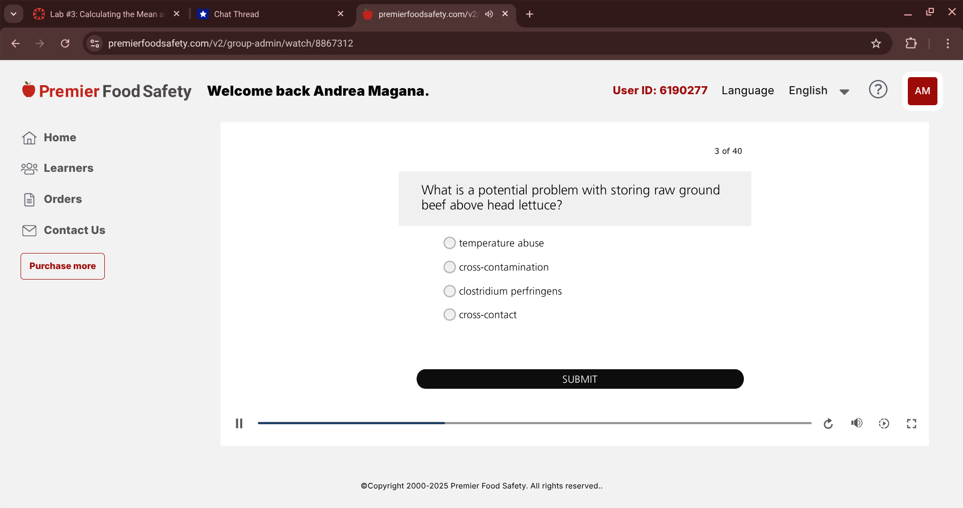 answer Lab #3: Calculating the Mean a X * Chat