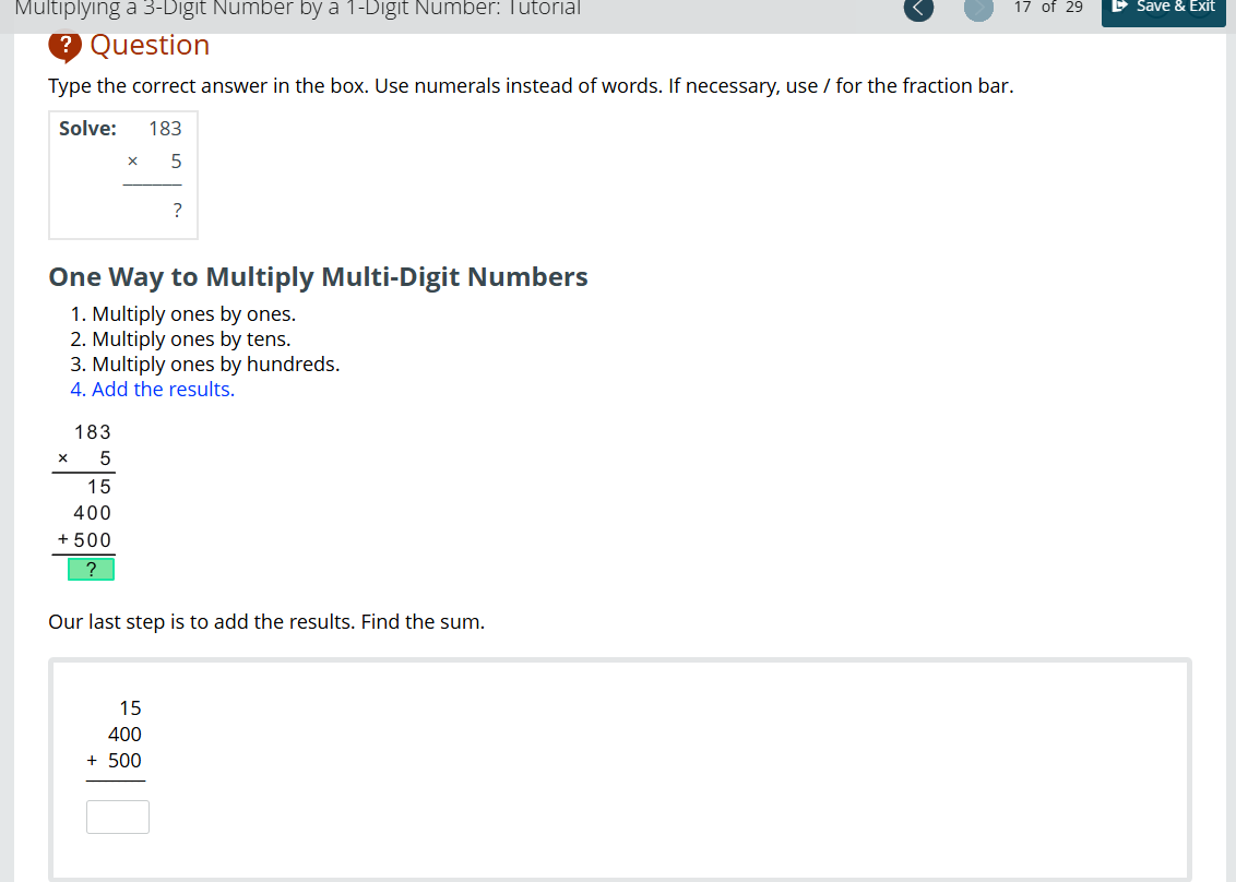 find the sum Multiplying a 3-Digit Number by a