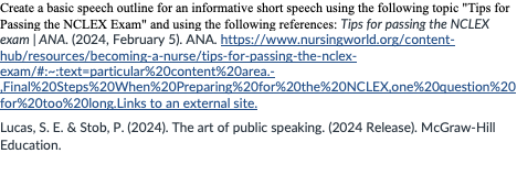 Create a basic speech outline for an informative