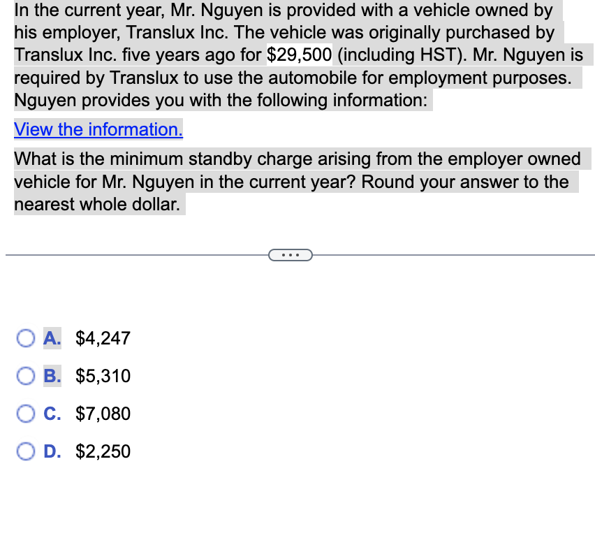 ANSWER In the current year, Mr. Nguyen is