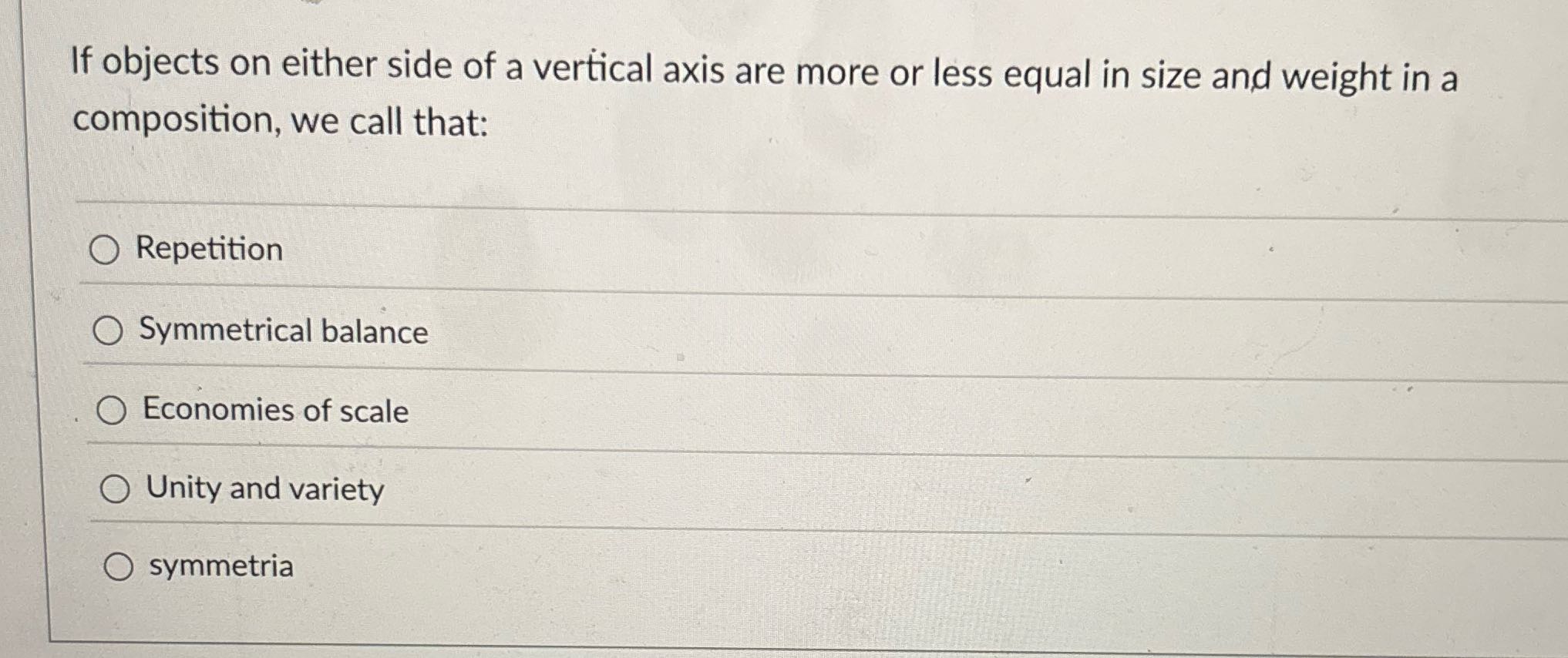 If objects on either side of a vertical axis are