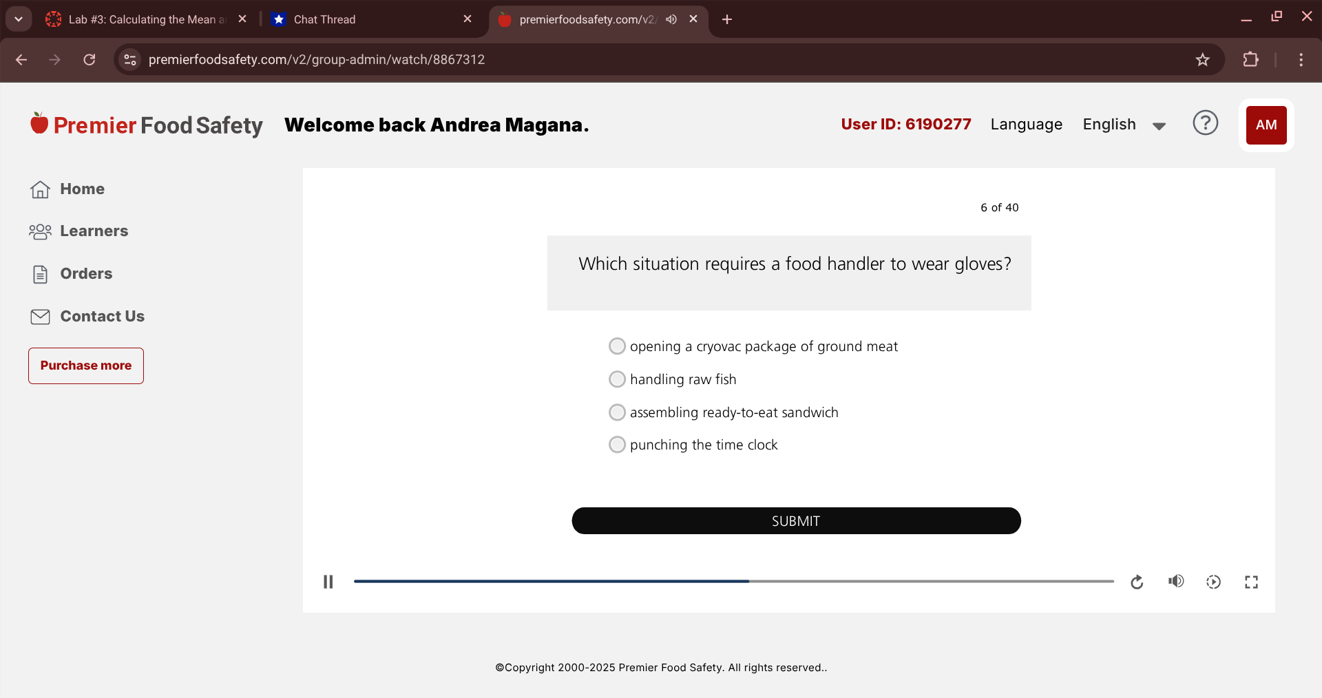 answer Lab #3: Calculating the Mean a X * Chat