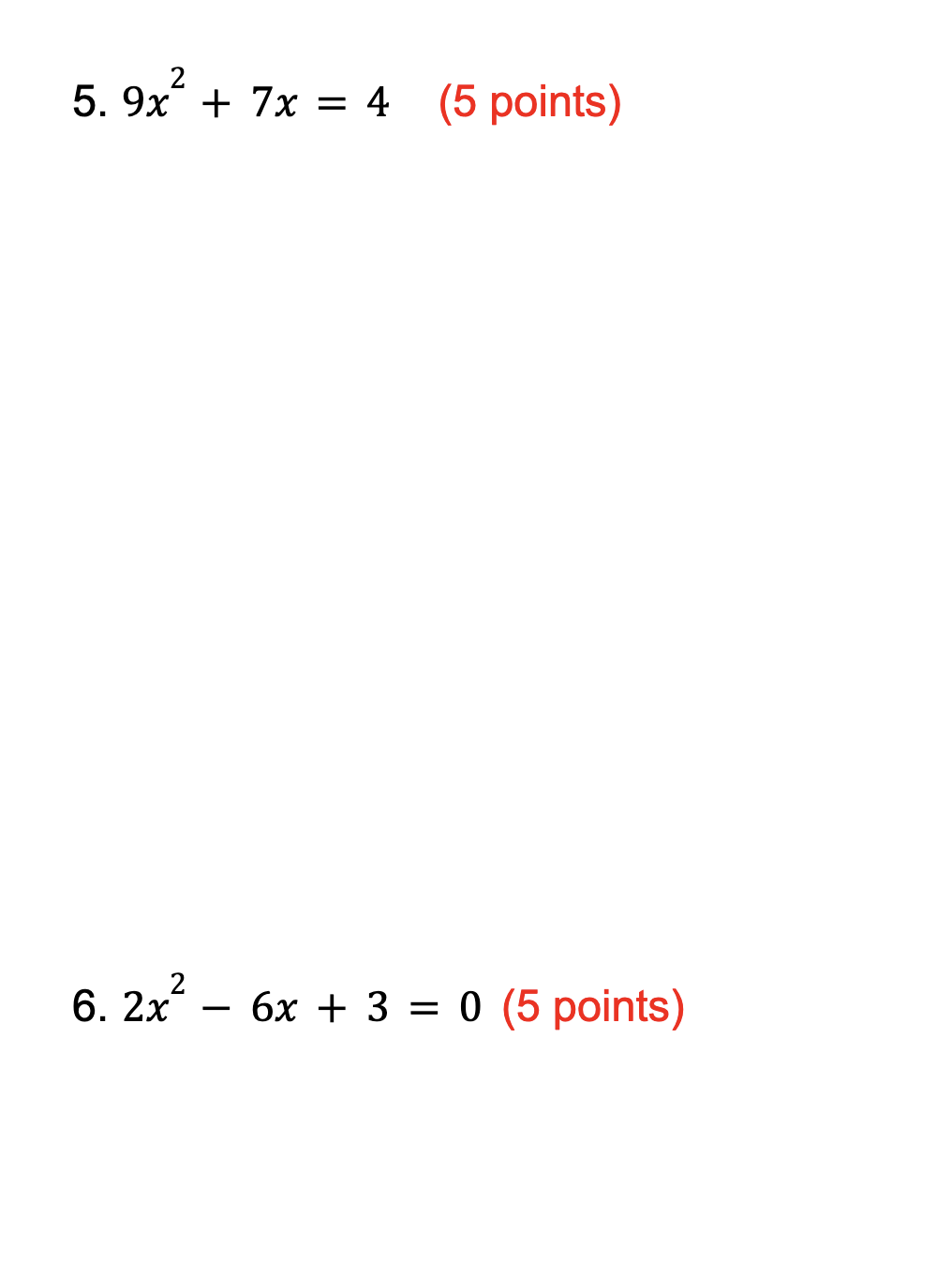 Unit Exam Part B: Factoring and Solving