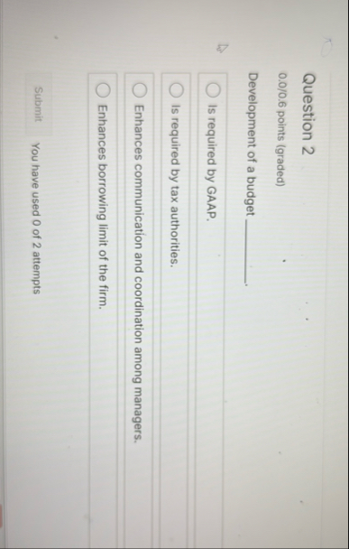 Question 2 0 . 0 / 0 . 6 points ( graded )