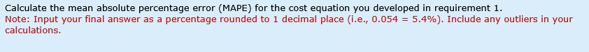 Calculate the mean absolute percentage error (