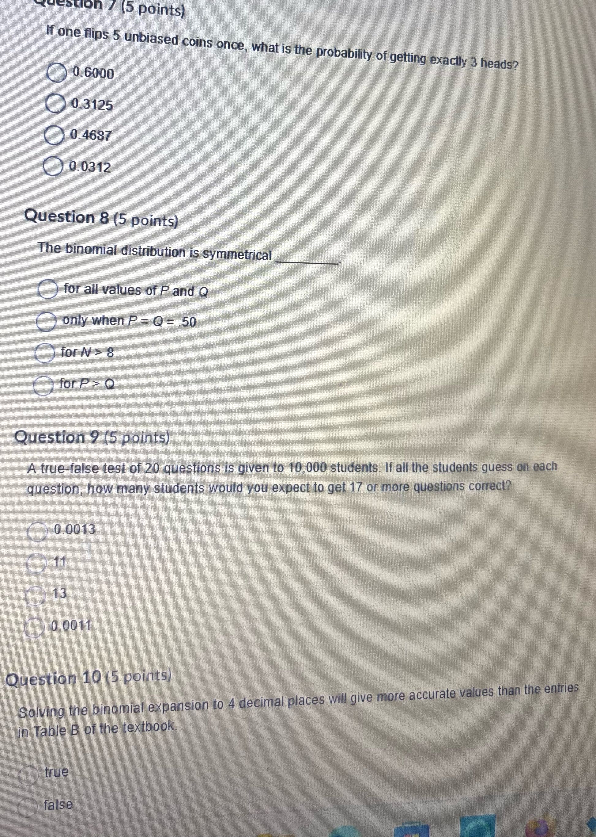 -stion / (5 points) if one flips 5 unbiased coins
