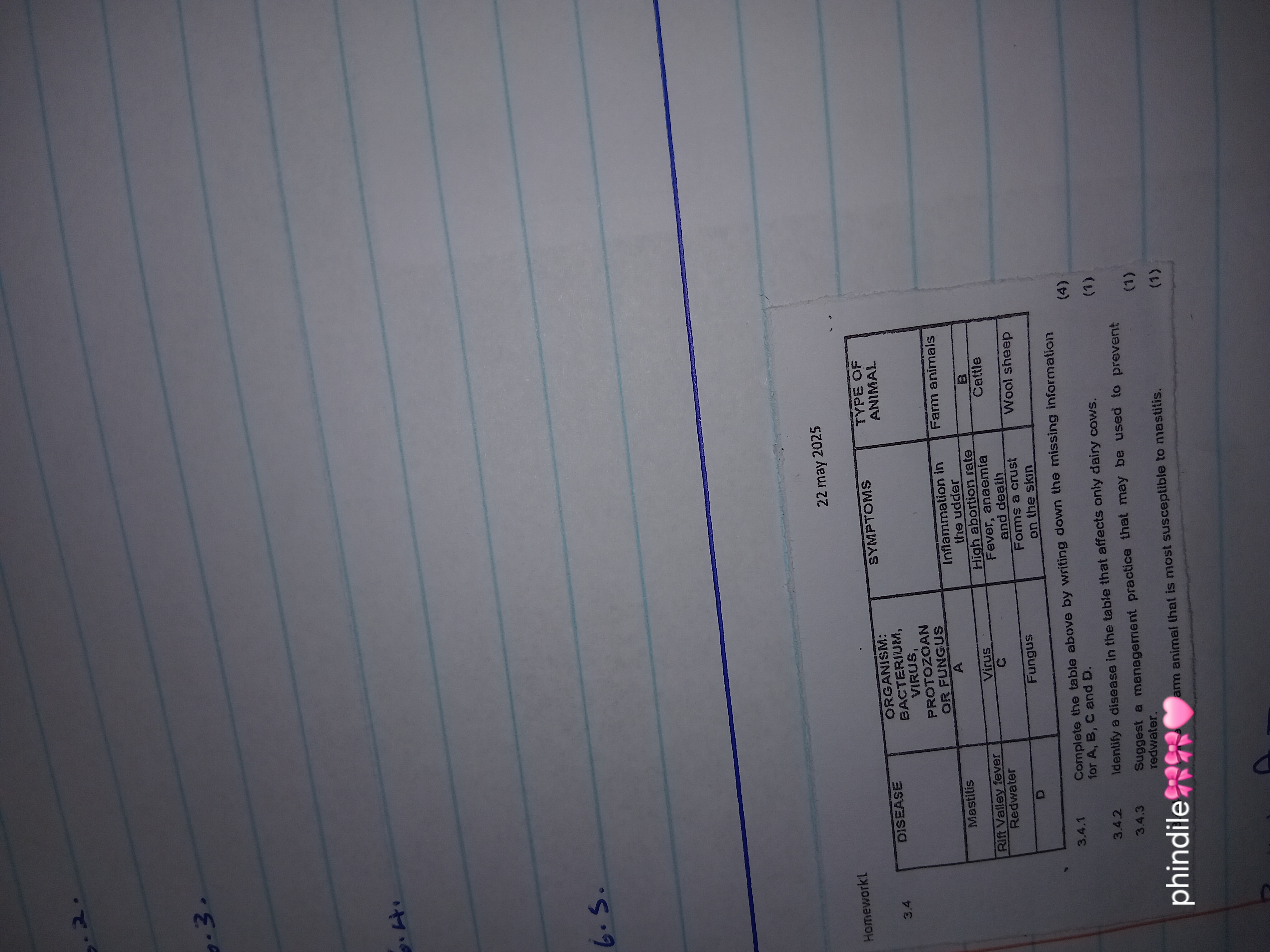 . 2 . 3. 6 . 5. 22 may 2025 Homework! SYMPTOMS