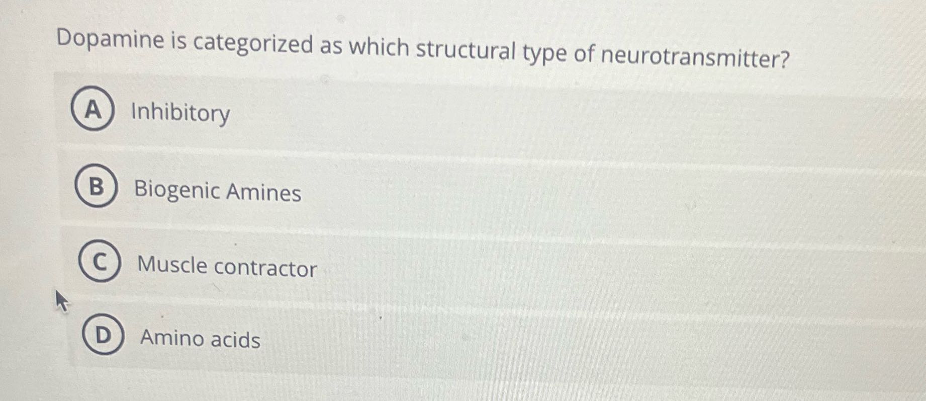 Dopamine is categorized as which structural type