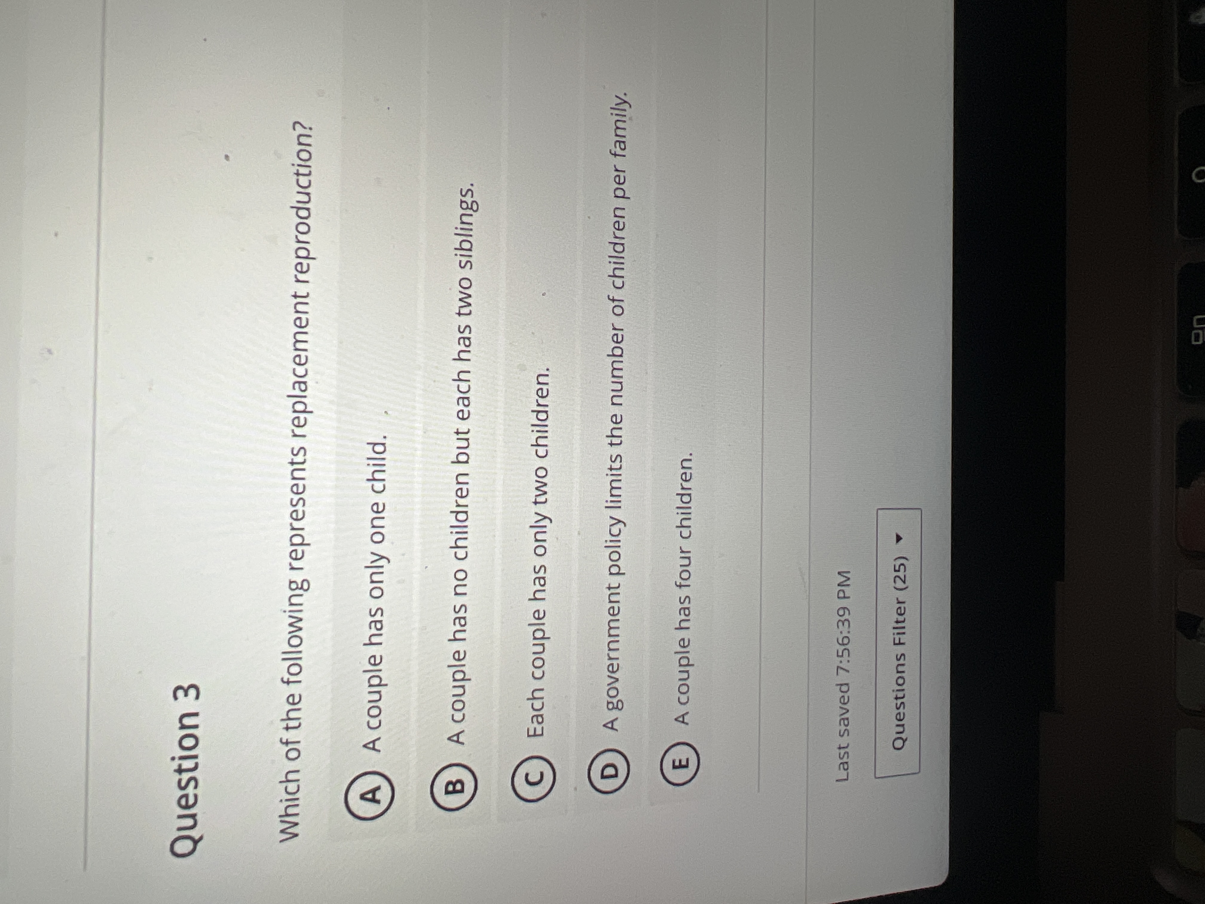 Question 3 Which of the following represents