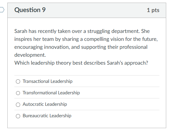 please answer Question 9 1 pts Sarah has recently