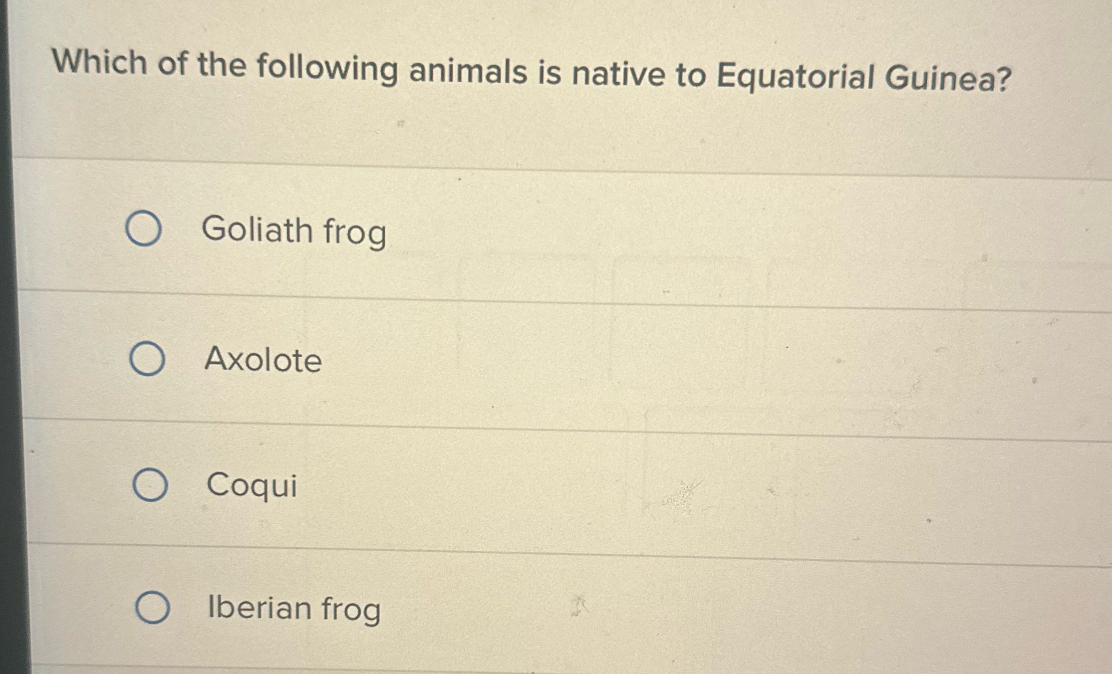 Which of the following animals is native to