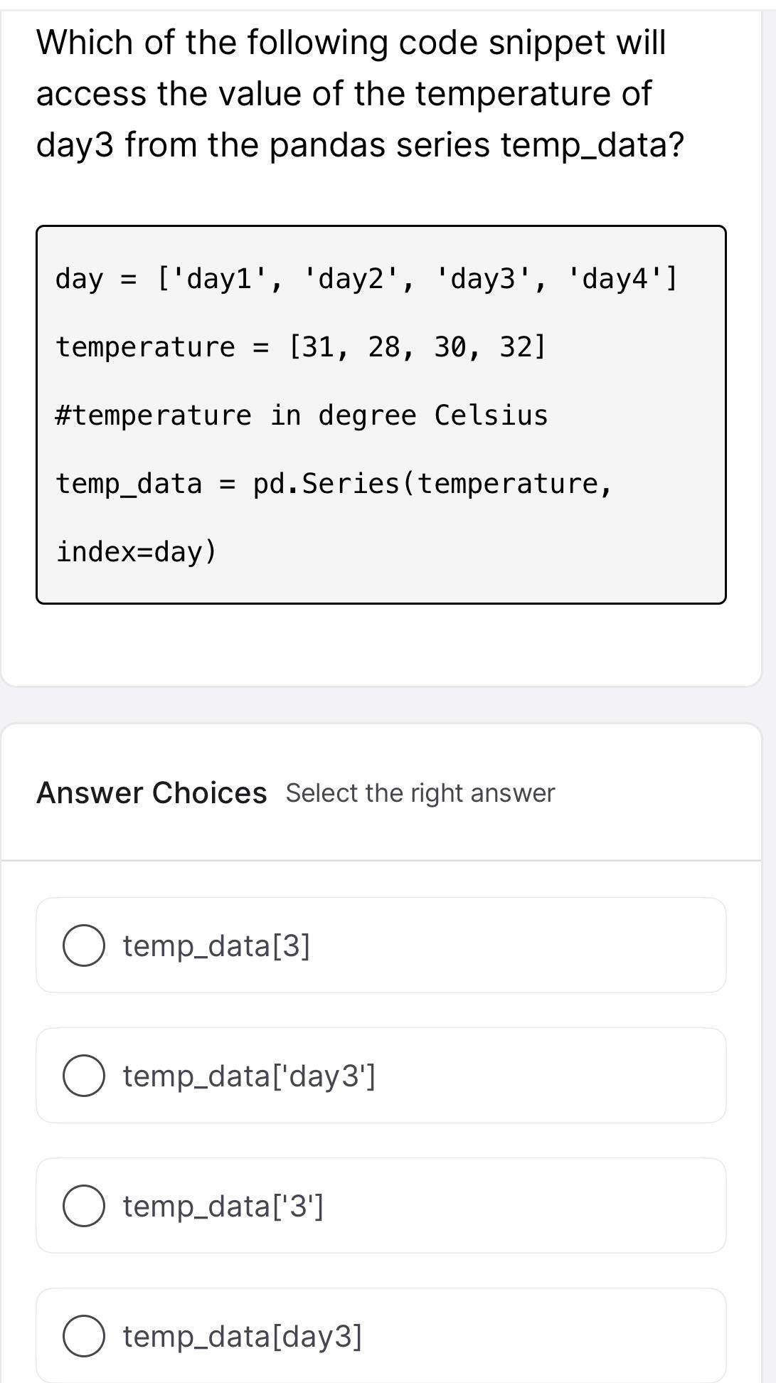Which of the following code snippet will access