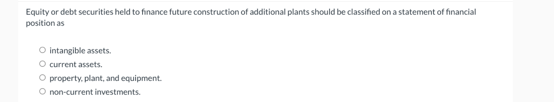 answer Equity or debt securities held to finance